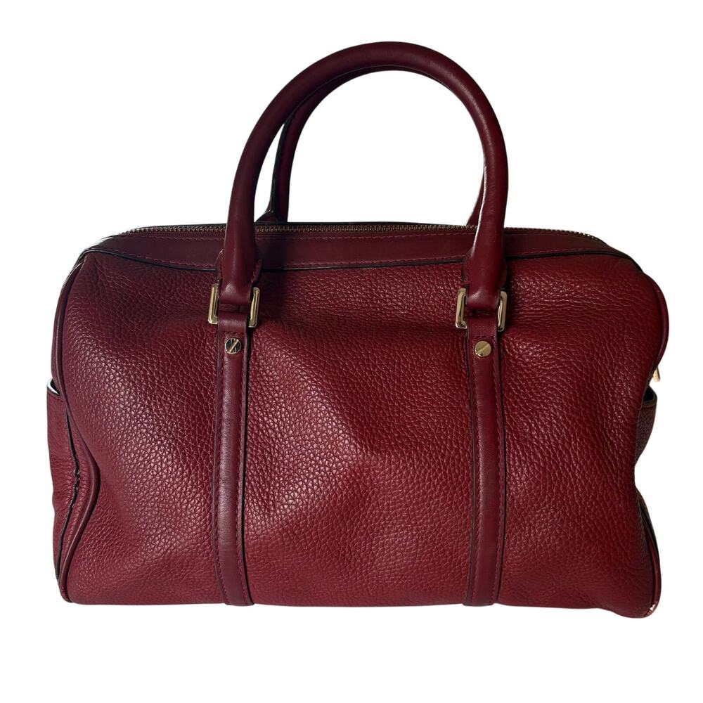 Michael Kors Bedford Legacy Maroon Red Pebbled Leather Duffel Handbag Purse READ - Picture 5 of 10
